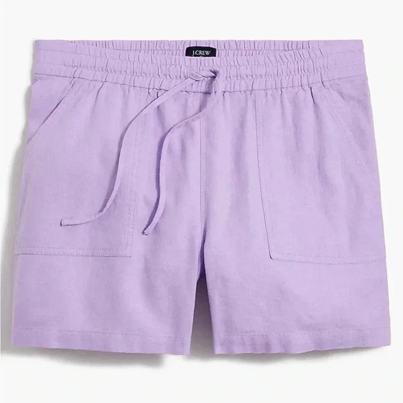 J Crew Linen Shorts Lavender Purple Drawstring NWT Pockets Women’s Size XXL - Picture 4 of 8